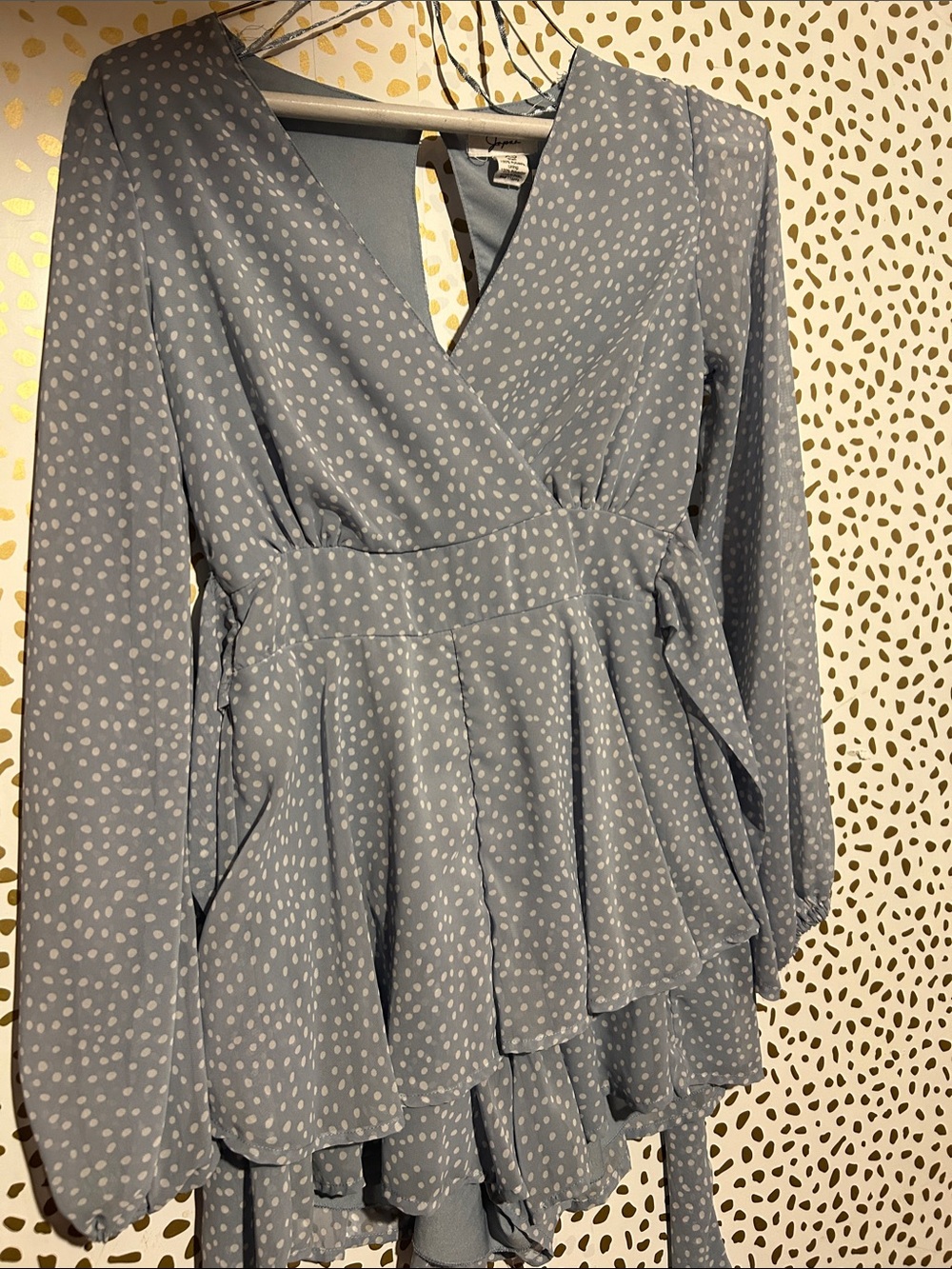 Light I Blue Polka Dot Wrap romper